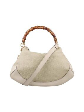 Gucci Bamboo White Leather Messenger